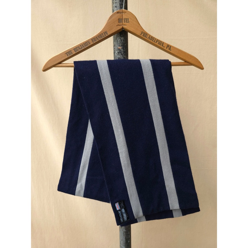 Vintage 90s Camwrap Navy Grey Scarf One Size 100% Wool Made in GB
